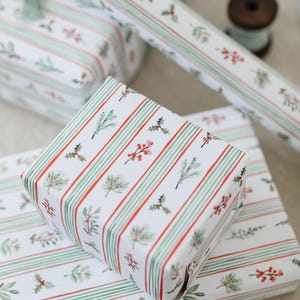 Holiday Garland Gift Wrap: Floral Stripes Christmas Wrapping Paper ...