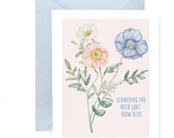 Showering You With Love Greeting Card- Perfect for baby showers, Mother's Day, and more.