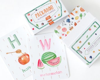 Food Alphabet Flashcards | Foodie Themed ABC Flash Cards perfect for baby showers, 1st birthday gifts, toddler gifts, and more!