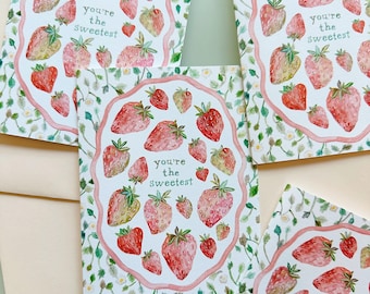 Strawberry Sweet Greeting Card | Berry Sweet Card  | Thank You Greeting Card | Friendship Card  |  Happy Birthday Card