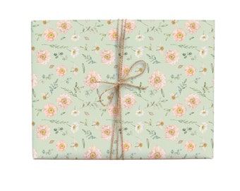 Fresh Spring Poppy Flower Gift Wrap - Illustrated Botanic, Everyday, Spring, Celebration, Birthday, Wedding Wrapping Paper