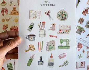 Arts and Crafts Sticker Sheet - Creativity Stickers for Artists Girly Stickers Art Supply Stickers Cottagecore Sticker Sheet