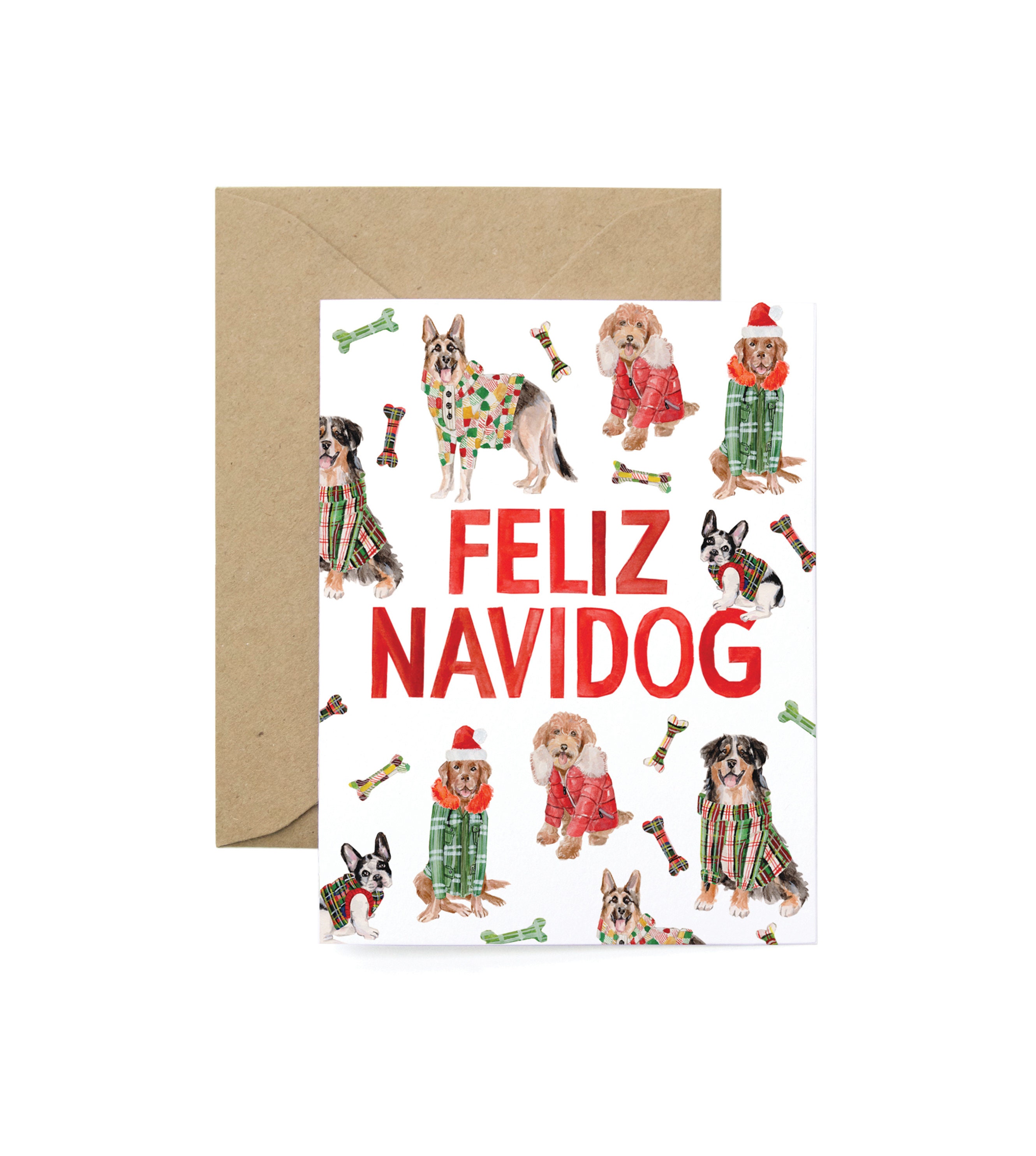 Feliz Navidog Holiday Card- Cute Dog Christmas Card - Etsy