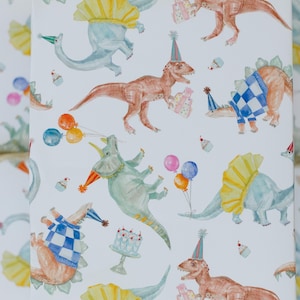 Birthday Dinosaurs Gift Wrap - Happy Birthday Dino Wrapping Paper - Kids Birthday Gift Wrap