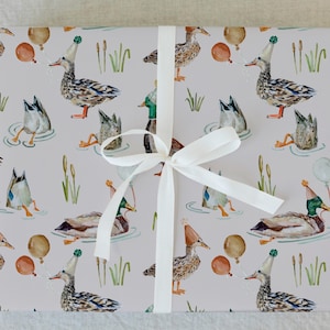 Birthday Duck Gift Wrap Roll- One Lucky Duck Birthday Party, Birthday Wrapping Paper, Illustrated Gift Wrap Sheets image 6