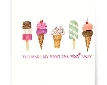 Ice Cream Illustration Art Print - Illustrated Feel Good, 8x10, Encouragement Wall Decor, Graduate, Dorm, Inspirational