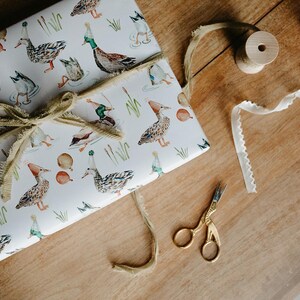 Birthday Duck Gift Wrap Roll- One Lucky Duck Birthday Party, Birthday Wrapping Paper, Illustrated Gift Wrap Sheets image 3
