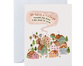 It Takes a Village Card - Thank You Nanny, Teacher, Babysitter