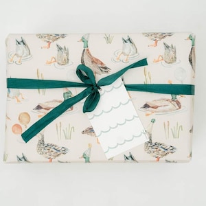 Birthday Duck Gift Wrap Roll- One Lucky Duck Birthday Party, Birthday Wrapping Paper, Illustrated Gift Wrap Sheets image 5