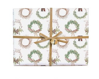 Beautiful Christmas Wrapping Paper featuring holiday wreaths perfect for all your Christmas gifts, Recyclable Wrapping Paper