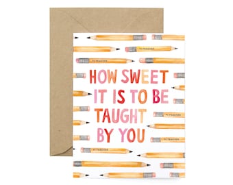 Teacher Greeting Card perfect for Teacher Appreciation, Christmas Teacher Gift, End of School Year Teacher gift, Valentine's Day
