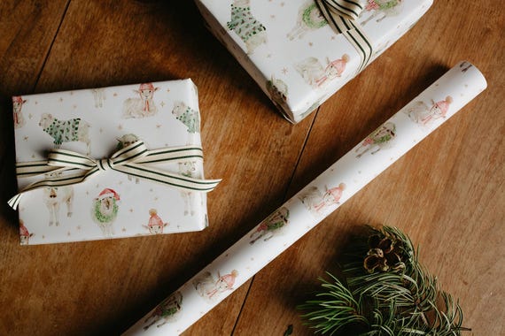 Holiday Sheep Gift Wrap, Farmhouse Christmas Wrapping Paper