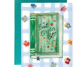 Best Chapter Yet Greeting Card, Book Lover Card, Graduation Card, Retirement Gift, New Job Card, Congratulations Card, Illustrated Card
