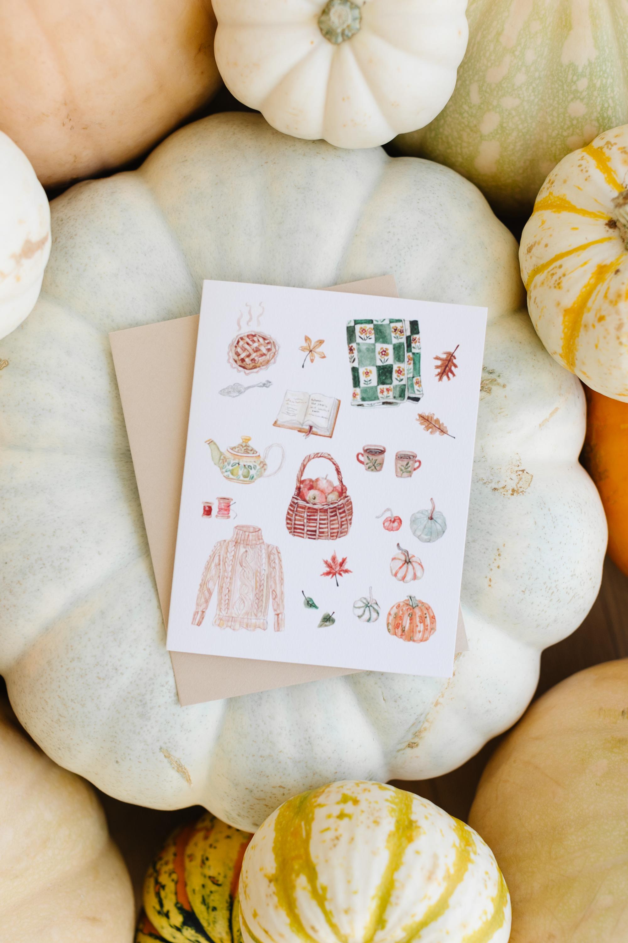 Happy Fall Greeting Card | Cute Autumn Card | Thanksgiving Card ...