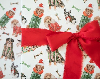 Christmas Wrapping Paper: Cute Dog Holiday Gift Wrap