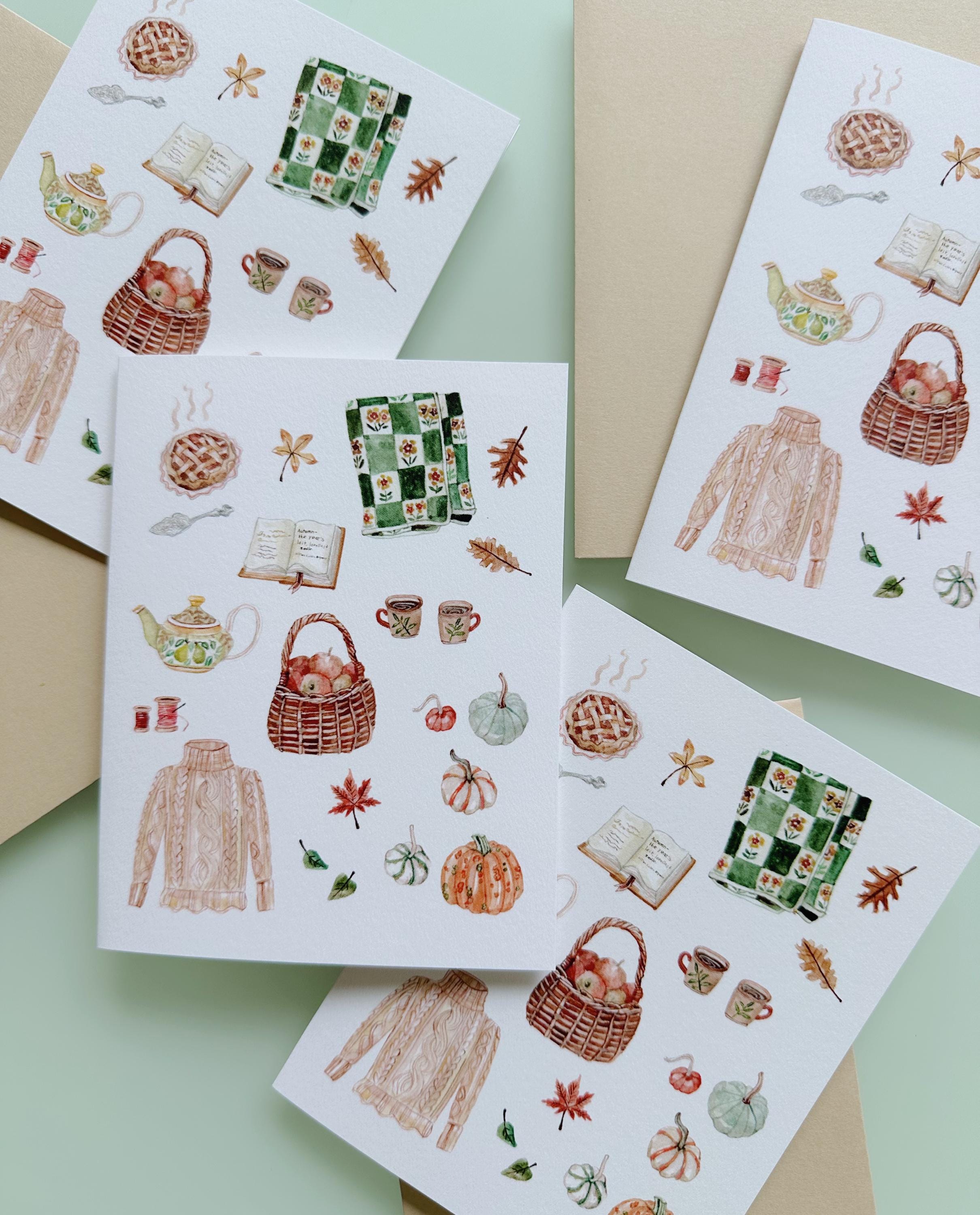 Happy Fall Greeting Card | Cute Autumn Card | Thanksgiving Card ...