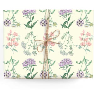 Botanic Floral Pattern Gift Wrap - Illustrated Flowers, Everyday, Spring, Birthday Wrapping Paper