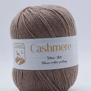 Premium Cashmere Wool 80% Cashmere – Ultra-soft 4-ply luxury yarn – 33 colors to choose from for scarves, shawls, baby projects, etc. 23 hellbraun
