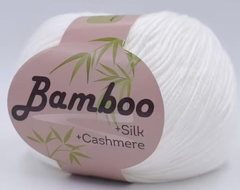 Bamboo Silk Cashmere – Soft 50g DK yarn made from bamboo, silk and cashmere – Solid color knitting yarn for shawls, hats, scarves and baby wool