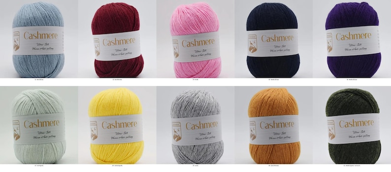 Premium Cashmere Wool 80% Cashmere – Ultra-soft 4-ply luxury yarn – 33 colors to choose from for scarves, shawls, baby projects, etc. image 3
