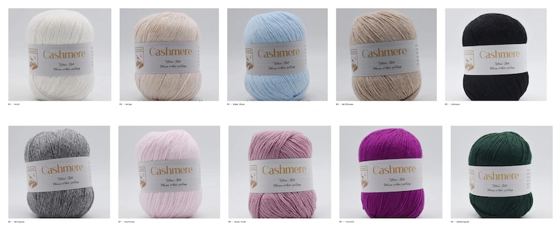 Premium Cashmere Wool 80% Cashmere – Ultra-soft 4-ply luxury yarn – 33 colors to choose from for scarves, shawls, baby projects, etc. image 2
