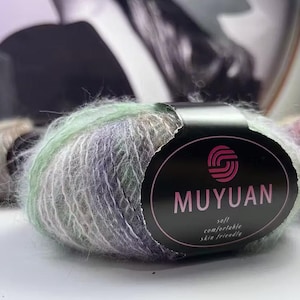 Muyan Ombre Gradient Yarn 60% Mohair 40% Acrylic – Rainbow Yarn 15 Colors – Soft Knitting Yarn for Crochet and Knitting.
