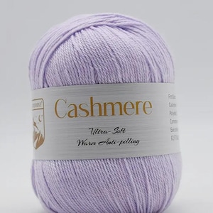 Premium Cashmere Wool 80% Cashmere – Ultra-soft 4-ply luxury yarn – 33 colors to choose from for scarves, shawls, baby projects, etc. 34 flieder