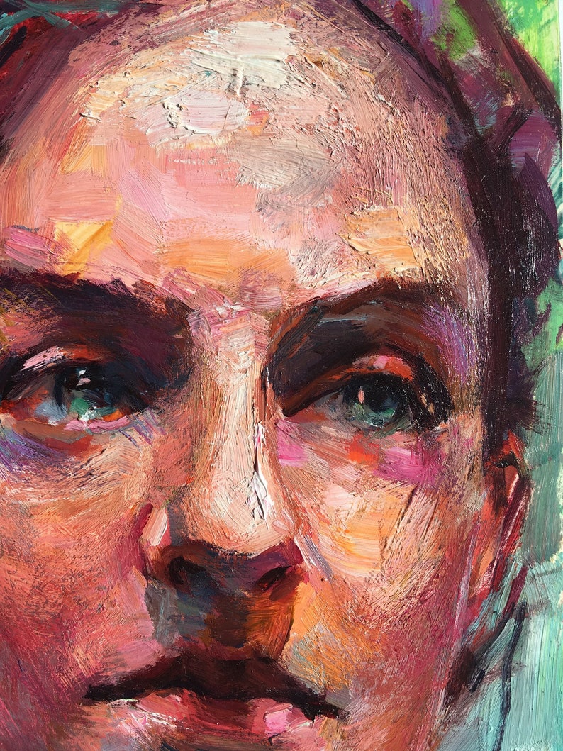 Colorful Portrait Painting Thoughtful Woman - Etsy