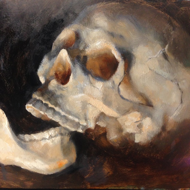 Skull Original Oil Painting Jaw Breaker By Etsy