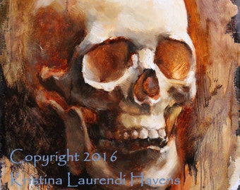 Skull Original Oil Painting "Amber Skull" by Kristina Laurendi Havens