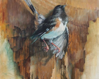 Original Oil Painting Towhee Georgia Bird by Kristina Laurendi Havens