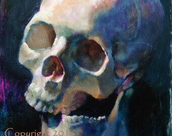 Skull Original Oil Painting "Cross Bite" by Kristina Laurendi Havens