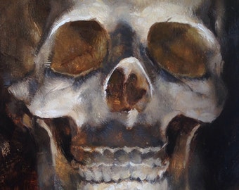 Skull Original Oil Painting "J" by Kristina Laurendi Havens