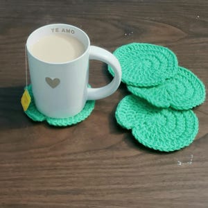 Set of 3 Crochet Lily Pad Coasters, Hand Made Coaster, Lily Pad Coaster.