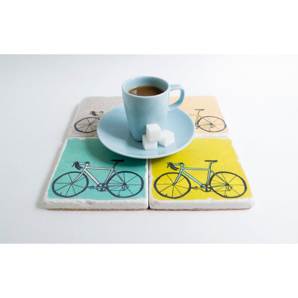 Bicycle Coasters, Bicycle Gift, Bicycle Stone Coasters, Cycling Gifts, Living Room Decor, Bicycle Home Decor, Bicycle Decor, Coffee Table
