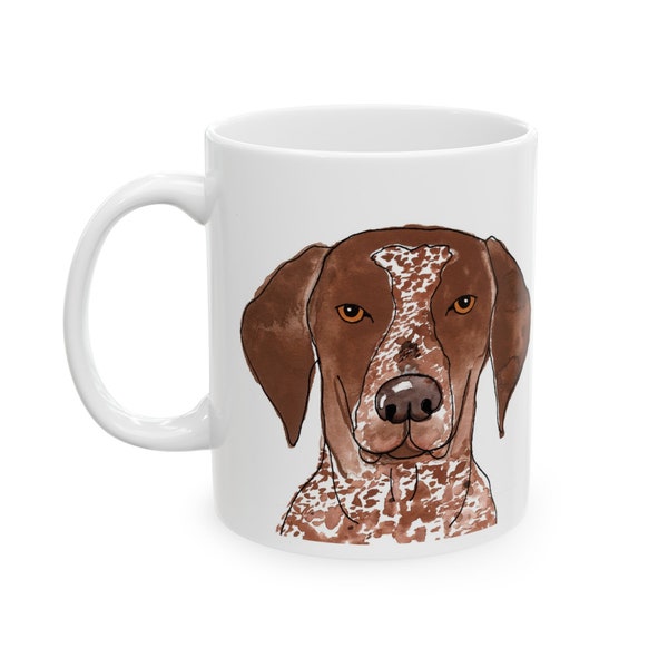 German Shorthaired Pointer Mug: Original Watercolor 11oz Ceramic Cup