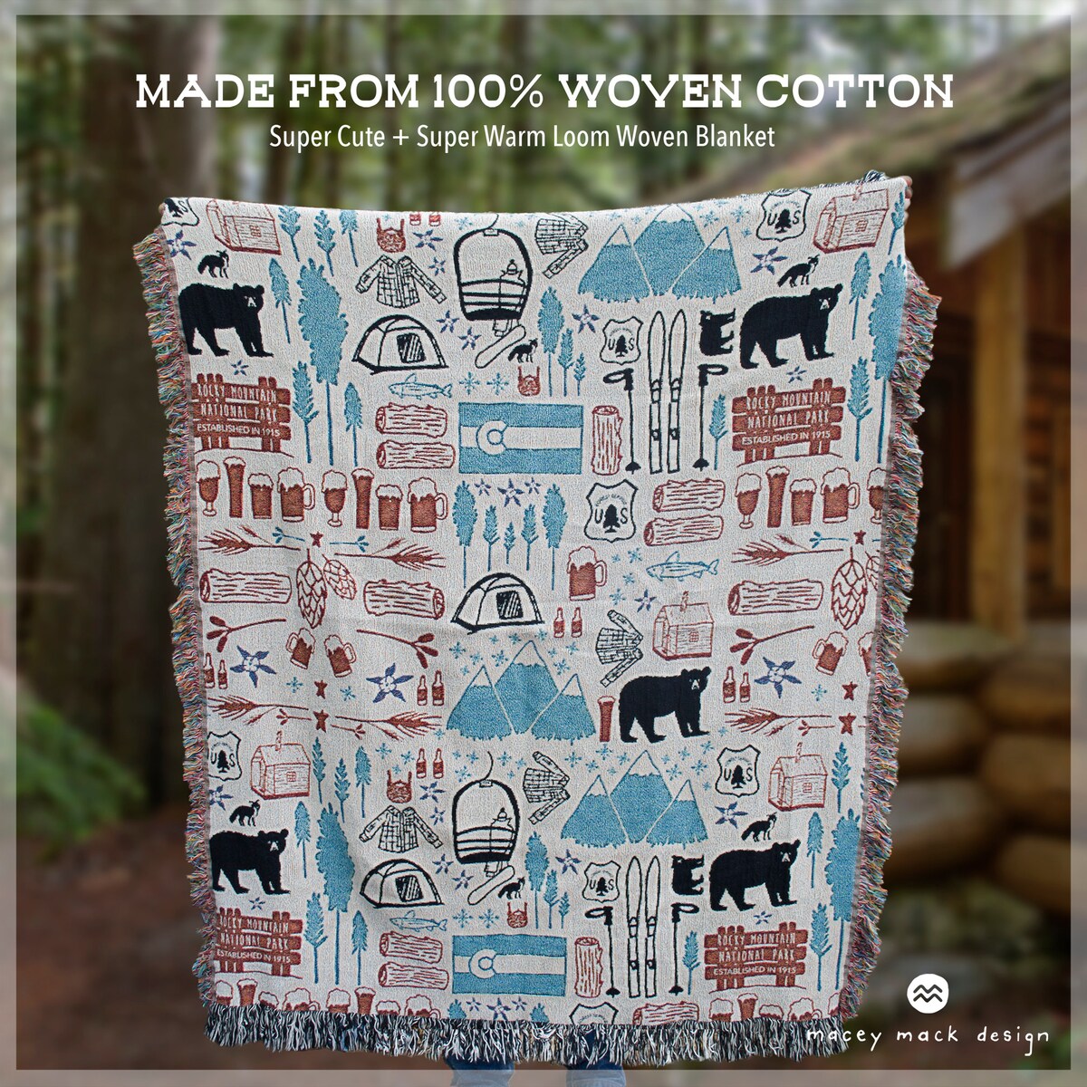 Colorado Woven Throw Blanket, 100% Cotton in 2 Sizes, Colorado Home Decor - Etsy