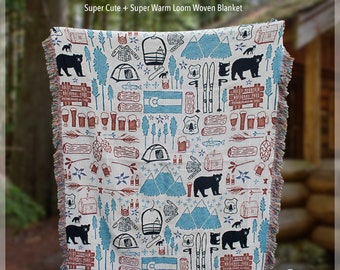 Colorado Woven Throw Blanket, 100% Cotton in 2 Sizes, Colorado Home Decor