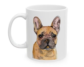 11oz French Bulldog Mug: Original Illustration, Ceramic Coffee Cup for Dog Lovers