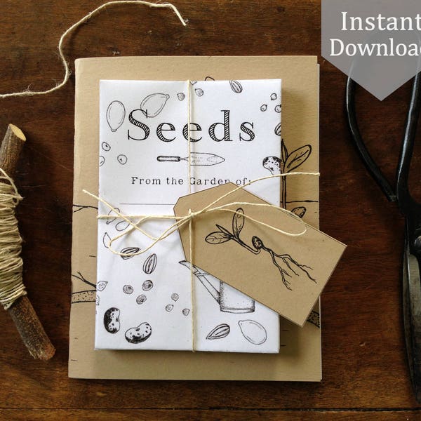 Seed Envelopes & Tags - Digital - Printable PDF + Gardening Notebook Cover PDF