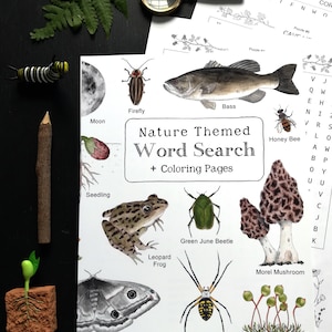 DIGITAL PDF Version - Nature Themed Word Search + Coloring Pages - 8.5 x 11 Size File