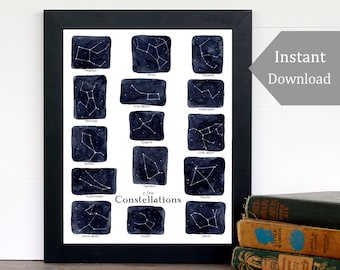 School Room Printable - Educational Art - A4 and 8x10 - A Few Constellations Print - Stars, Montessori, Educational, Astronomy, Nature Study