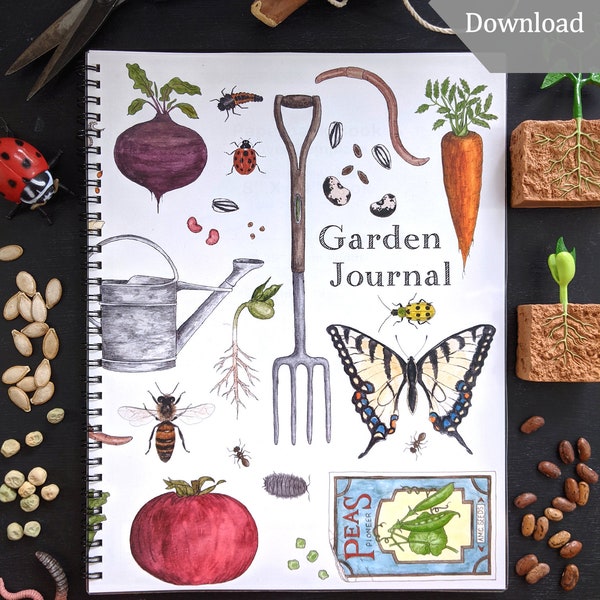 DIGITAL PDF Version - Garden Journal for Kids - 8.5 x 11 and A4 Size Formats