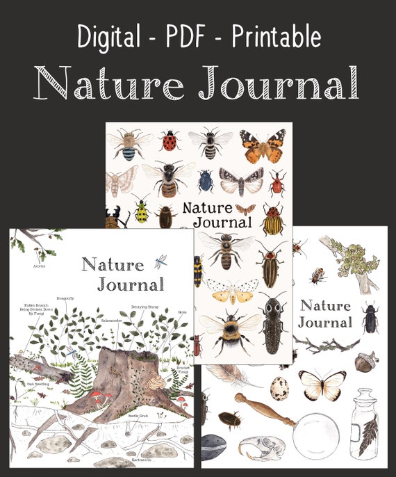 DIGITAL PDF version - Nature Journal for Kids  - 102 Pages - Printable on 8.5 x 11 or A4 Paper -  Charlotte Mason, Montessori, Nature Study