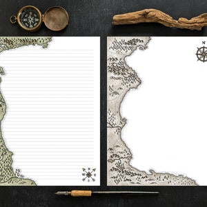 Mapas de aventuras para imprimir, papelería, cartas para escribir para todas las edades - PDF - Exploración de la imaginación / 8,5" x 11" y A4