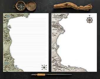 Adventure Maps Printable Stationery, Letter Writing Papers for all Ages - PDF - Imagination Exploration | 8.5"x11" and  A4