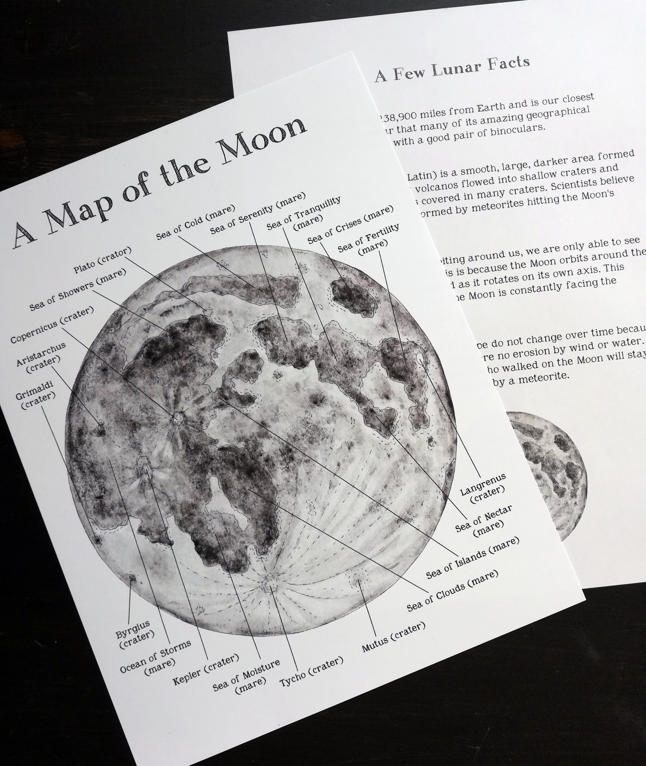 A Map of the Moon Printable &amp; Poster 8.5 x 11 and A4 size | Etsy