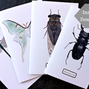 Reading Log for Kids - DIGITAL - PRINTABLE - PDF - For 8.5 x 11 and A4 Size Paper - Four Different Insect Specimen Covers