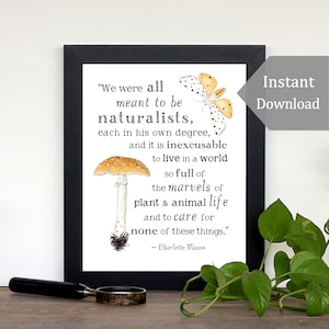 Stampabile sulla natura - Meant to be Naturalists - A4 e 8x10 - Citazione di Charlotte Mason, Wild + Free, Stampabile motivazionale, Arte murale per l'aula scolastica immagine 1