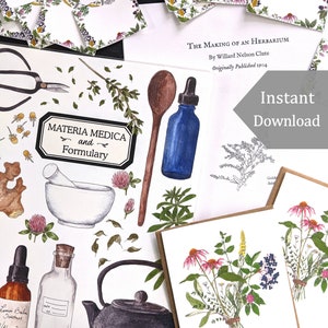 Digital BUNDLE Including  Herbal Notecards, Labels, Materia Medica & Formulary, and Herbarium - 8.5x11 and A4 Size Files